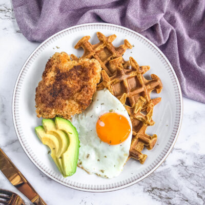 Pumpkin Waffles with Crispy Chicken