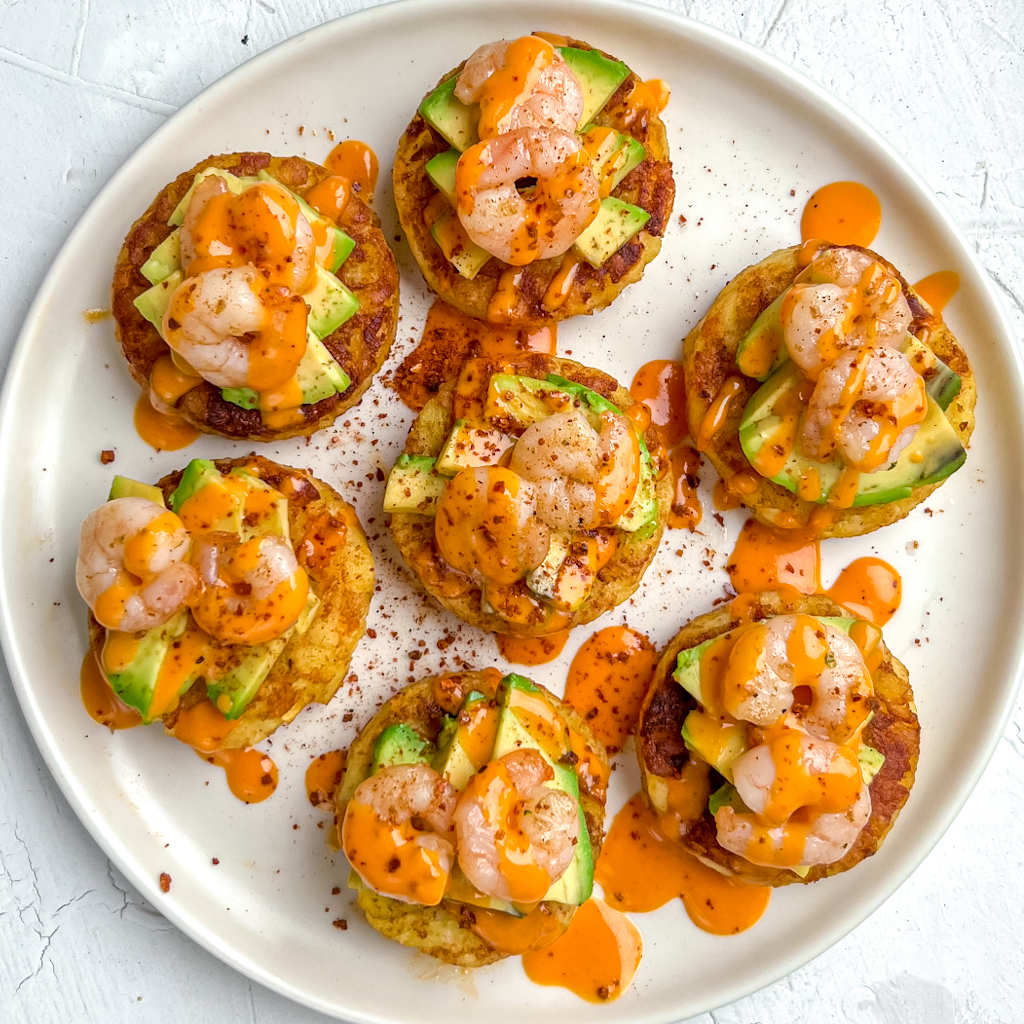 Hash browns with Avocado and Shrimp - Eva Koper