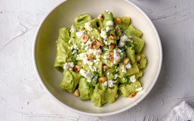 Feta Broccoli Rigatoni with Roasted Hazelnuts