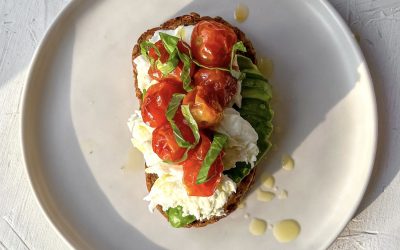 Roasted Tomato Mozzarella Avocado Toast