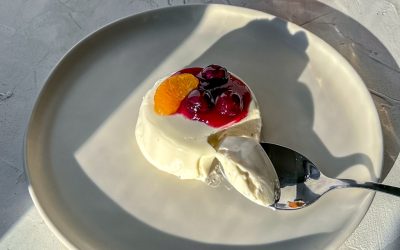 Orange Blossom Panna Cotta with Lavender Black Berries