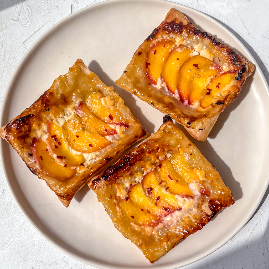Feta Peach Tart with Chili Honey Eva Koper